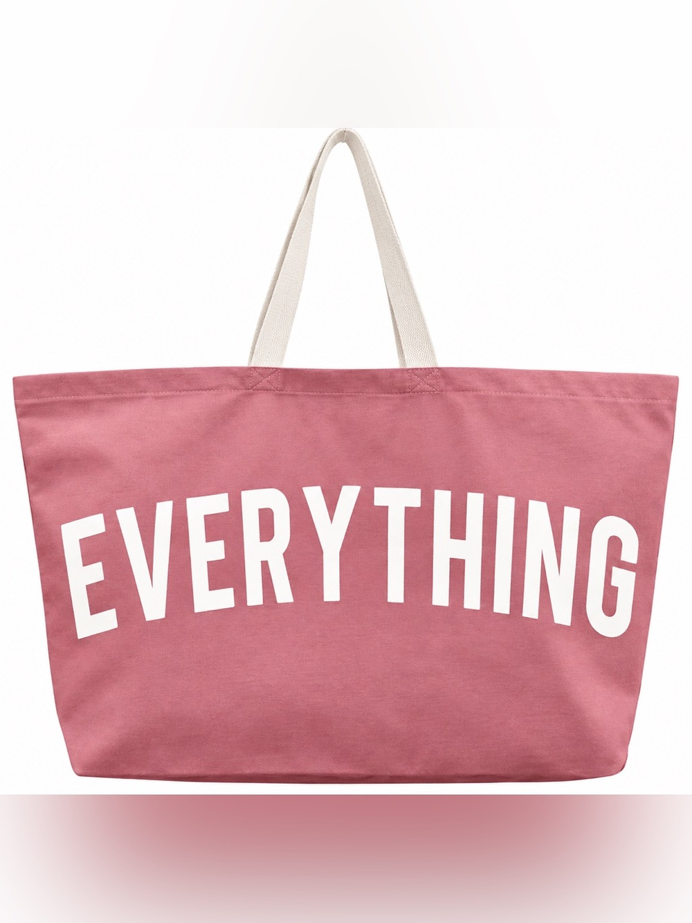 Everyday Pink Canvas Tote Bag with White Handles